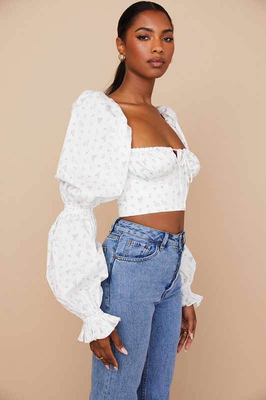 White House Of Cb Floral Cropped Tops | CWQ-251609