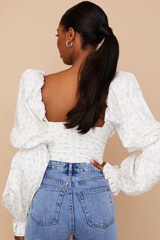 White House Of Cb Floral Cropped Tops | CWQ-251609