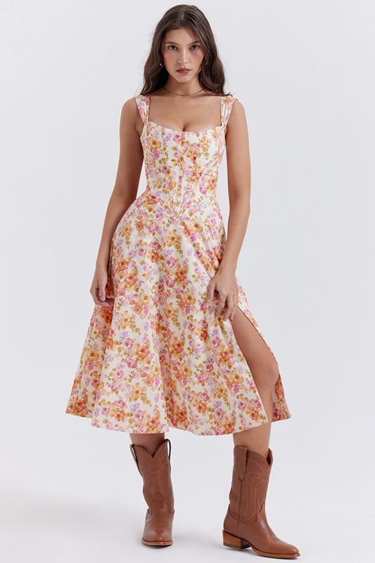 White House Of Cb Floral Midi Dress | AWT-924051