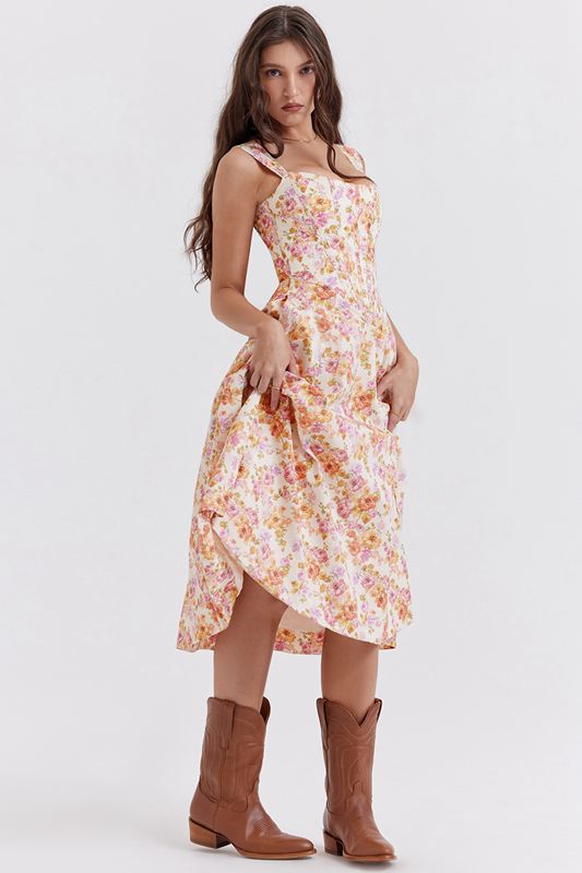 White House Of Cb Floral Midi Dress | AWT-924051