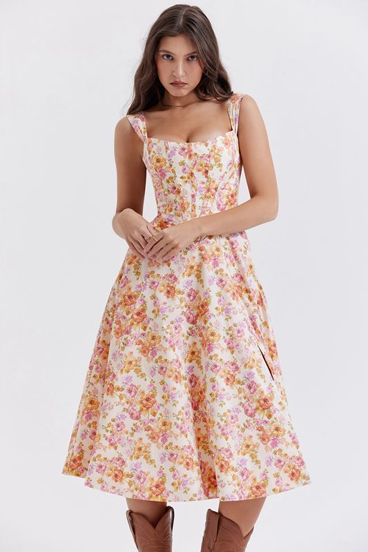 White House Of Cb Floral Midi Dress | AWT-924051