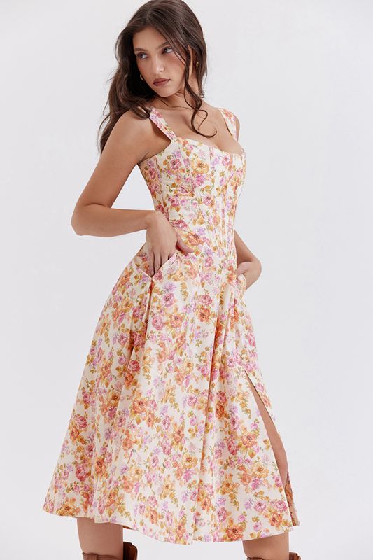 White House Of Cb Floral Midi Dress | AWT-924051