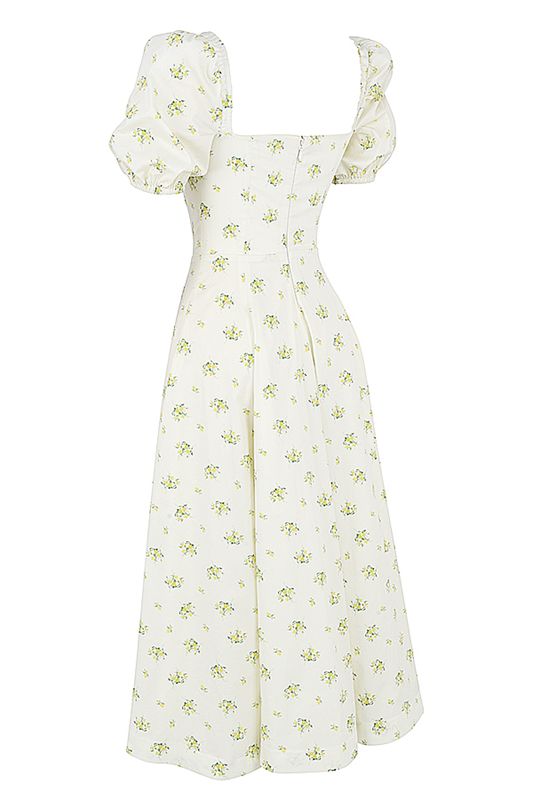 White House Of Cb Floral Puff Sleeve Midi Dress | AQM-172593