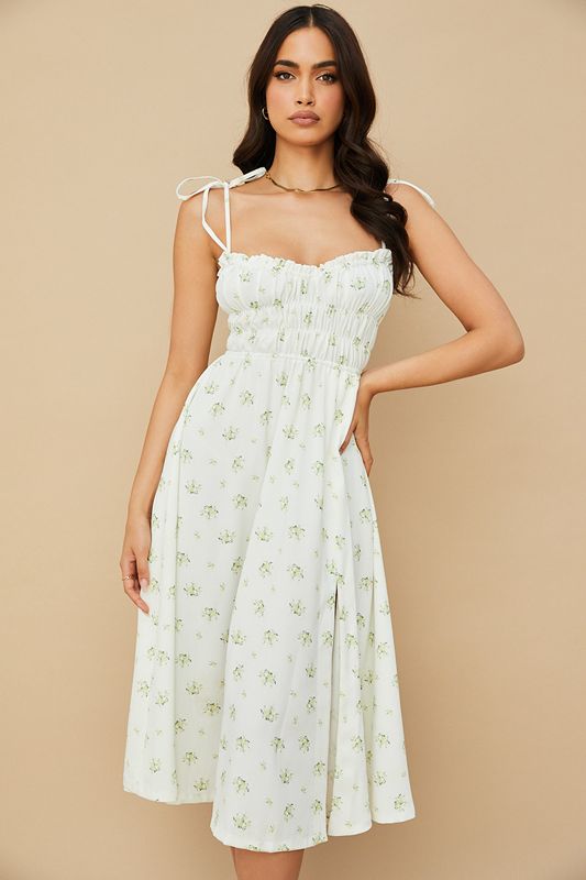 White House Of Cb Floral Shirred Midi Dress | QJK-195370