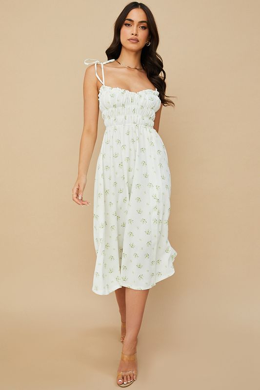 White House Of Cb Floral Shirred Midi Dress | QJK-195370