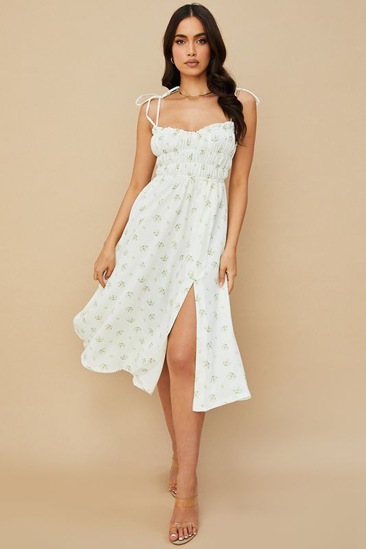 White House Of Cb Floral Shirred Midi Dress | QJK-195370