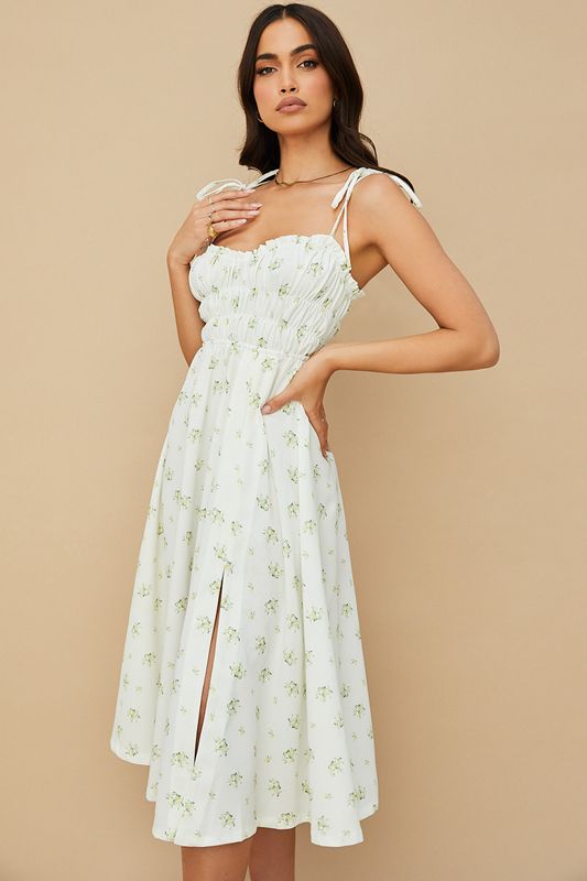 White House Of Cb Floral Shirred Midi Dress | QJK-195370