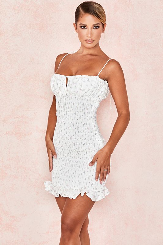 White House Of Cb Floral Shirred Mini Dress | OZH-798561