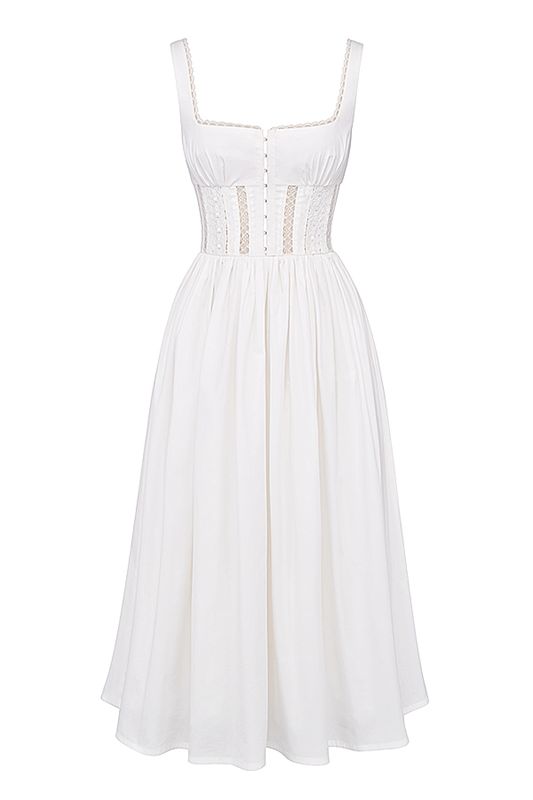 White House Of Cb Lace Trim Midi Dress | OKY-059741