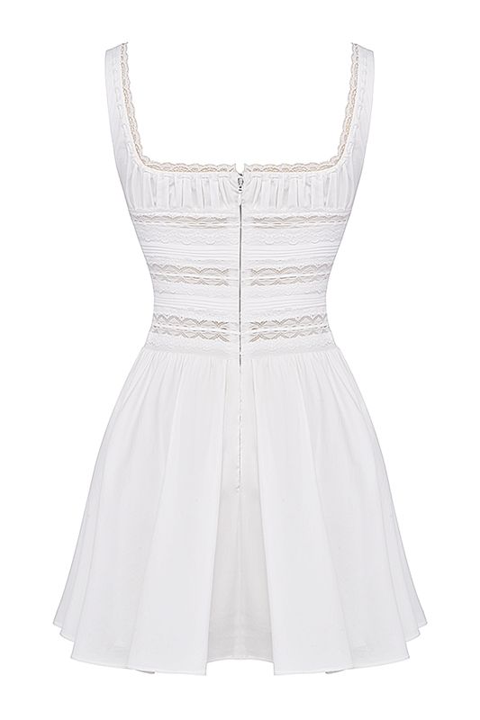 White House Of Cb Lace Trim Mini Dress | WGD-693742