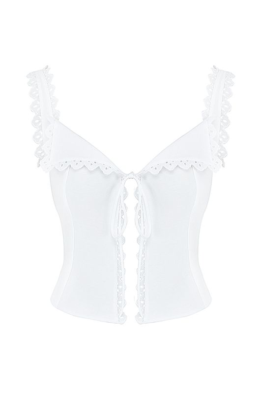 White House Of Cb Lace Trim Tops | HMT-621490