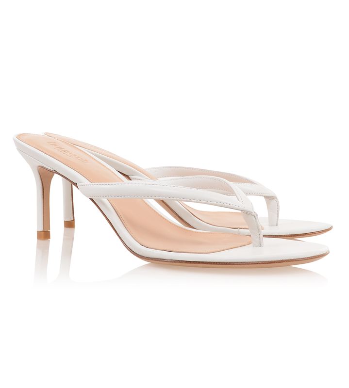 White House Of Cb Leather Mid Heel Thongs  Sandals | GSC-897501