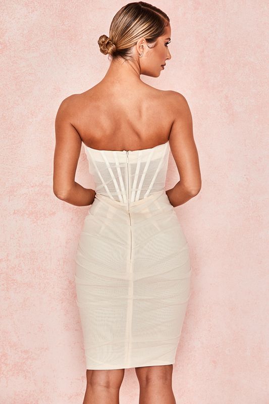 White House Of Cb Mesh Strapless Dress | DAQ-136972