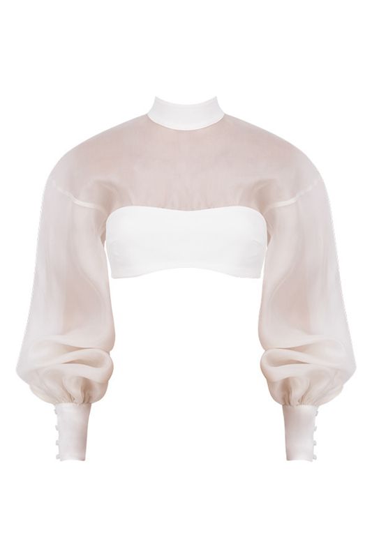 White House Of Cb Organza Blouson Sleeve Tops | CYO-852967