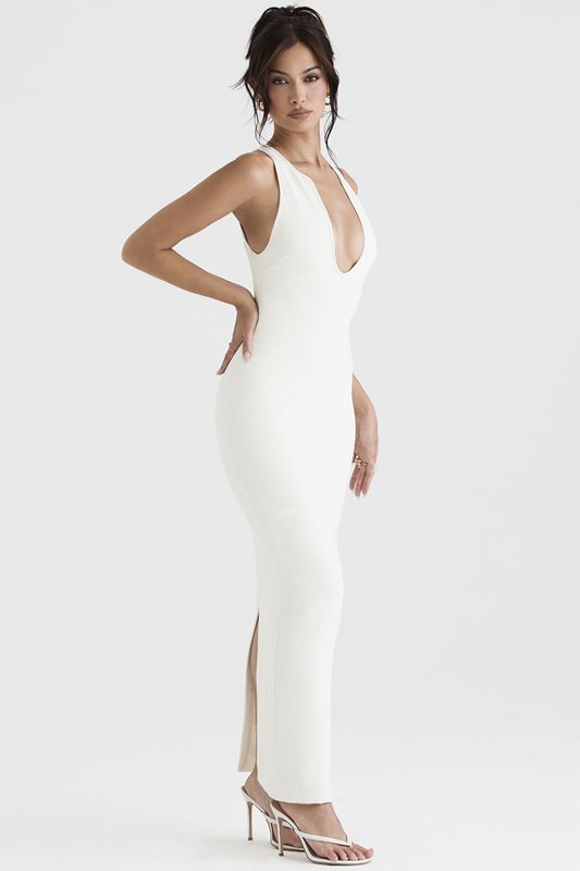 White House Of Cb Plunge Maxi Dress | GID-356079