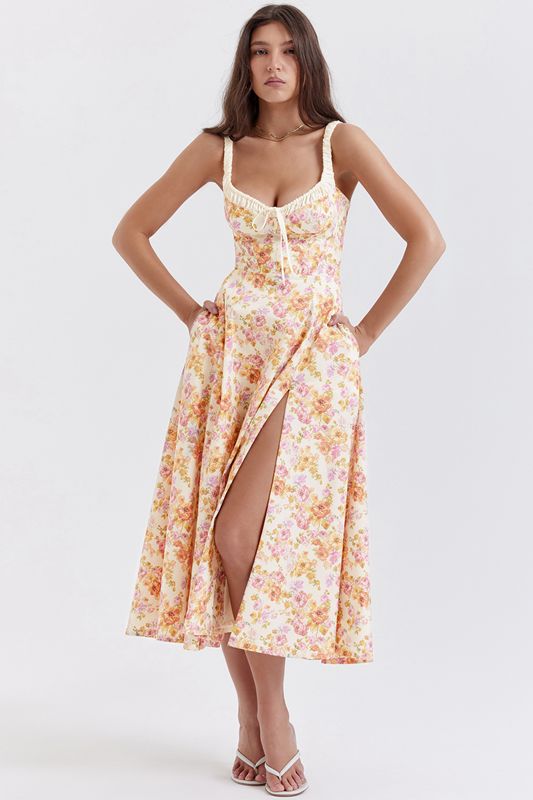 White House Of Cb Print Bustier Dress | FEB-867245