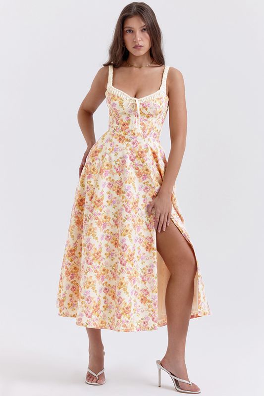 White House Of Cb Print Bustier Dress | FEB-867245