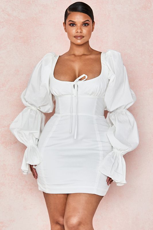 White House Of Cb Puff Sleeve Dress | NHA-203679