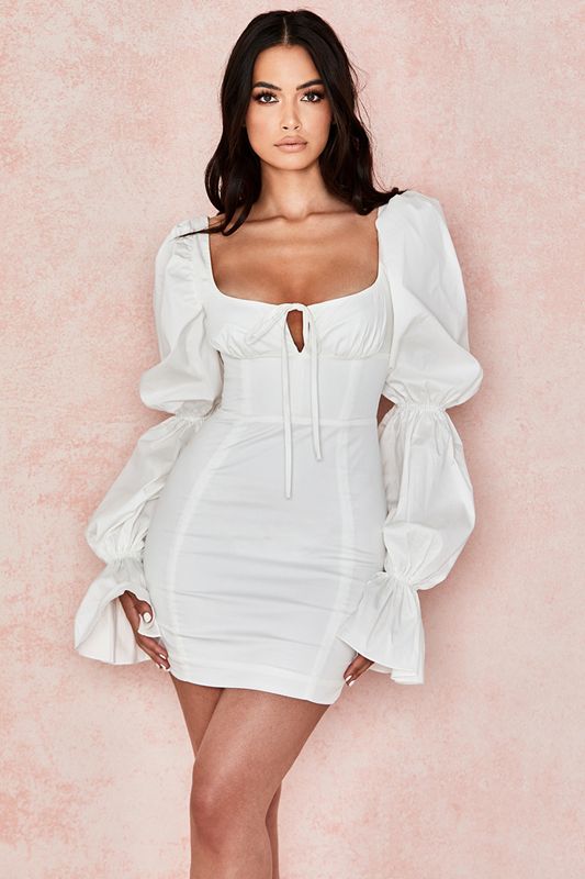 White House Of Cb Puff Sleeve Dress | NHA-203679