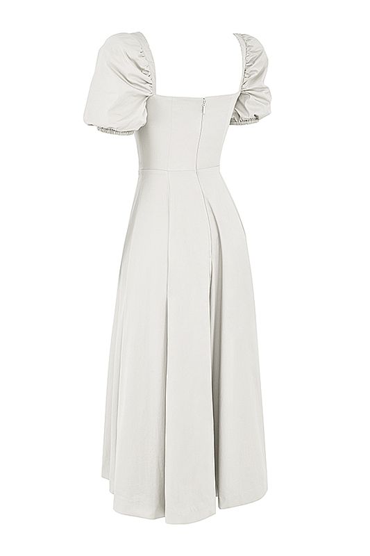 White House Of Cb Puff Sleeve Midi Dress | GDO-473016