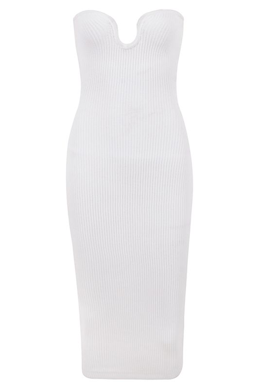 White House Of Cb Ribbed Knit Strapless Midi Dress | VDW-140387