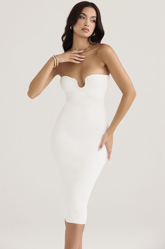 White House Of Cb Ribbed Knit Strapless Midi Dress | VDW-140387