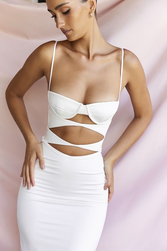 White House Of Cb Satin Cutout Dress | ZNT-637084