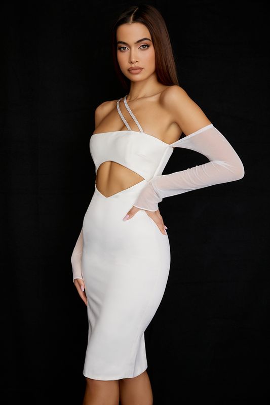 White House Of Cb Satin Cutout Midi Dress | ZUM-386197