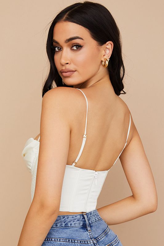 White House Of Cb Satin Draped Bodysuit | JOR-480671