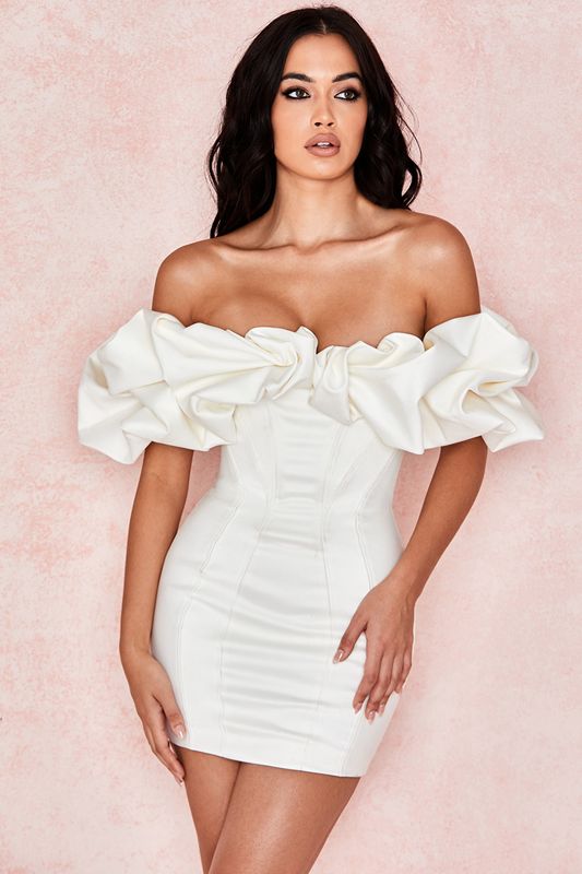 White House Of Cb Satin Ruffle Strapless Dress | ZAK-830714