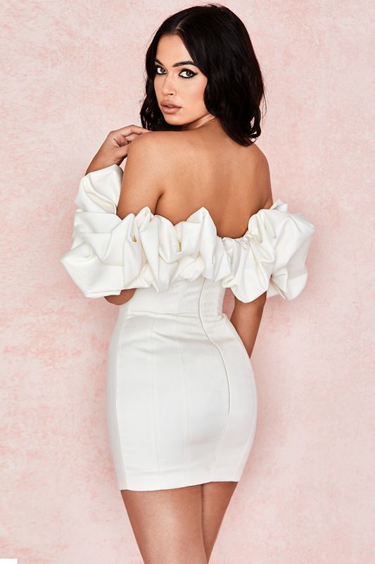 White House Of Cb Satin Ruffle Strapless Dress | ZAK-830714