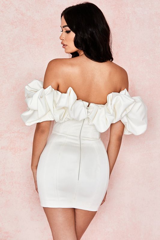 White House Of Cb Satin Ruffle Strapless Dress | ZAK-830714