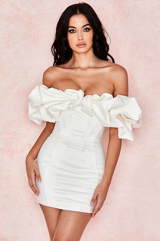 White House Of Cb Satin Ruffle Strapless Dress | ZAK-830714