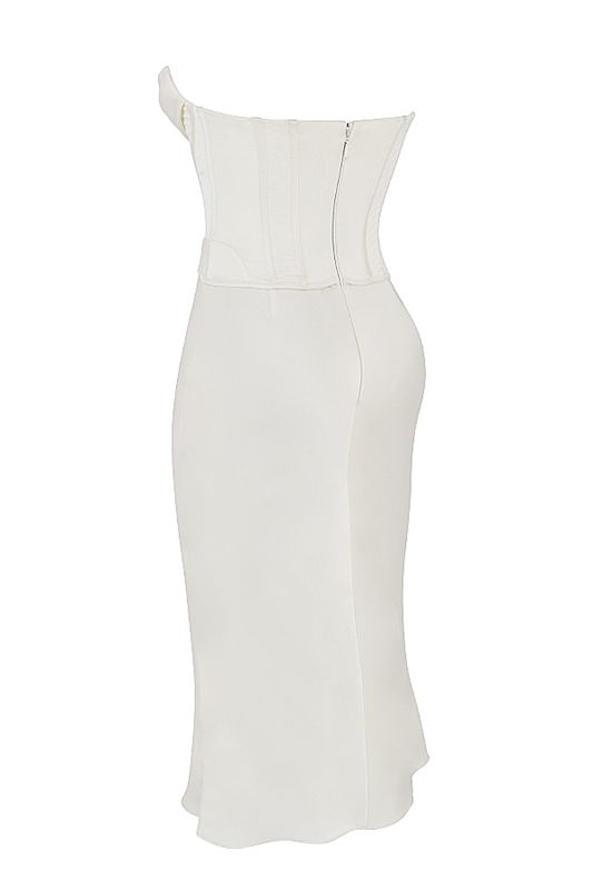 White House Of Cb Satin Strapless Midi Dress | IOG-725403