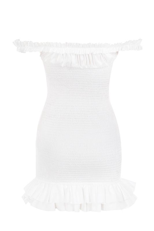 White House Of Cb Shirred Ruffle Mini Dress | TPK-016853