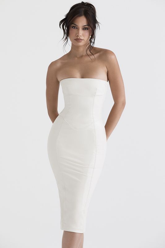 White House Of Cb Vegan Leather Strapless Dress | BPM-017526