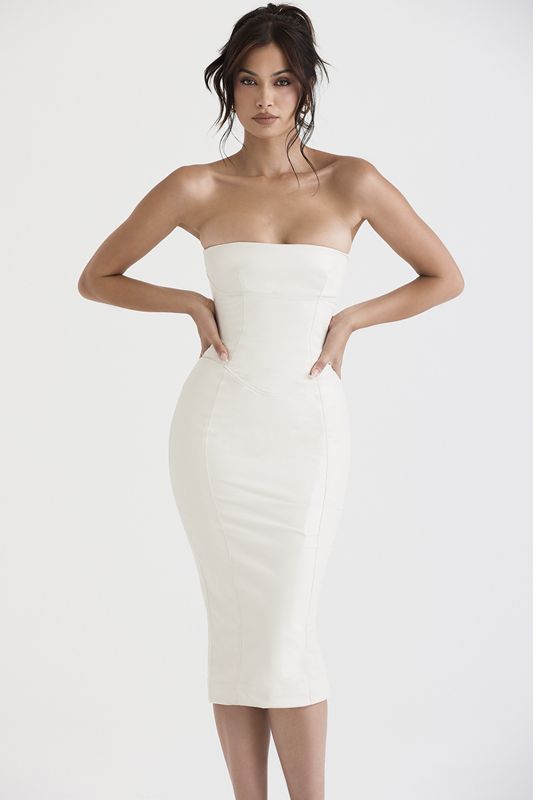 White House Of Cb Vegan Leather Strapless Dress | BPM-017526