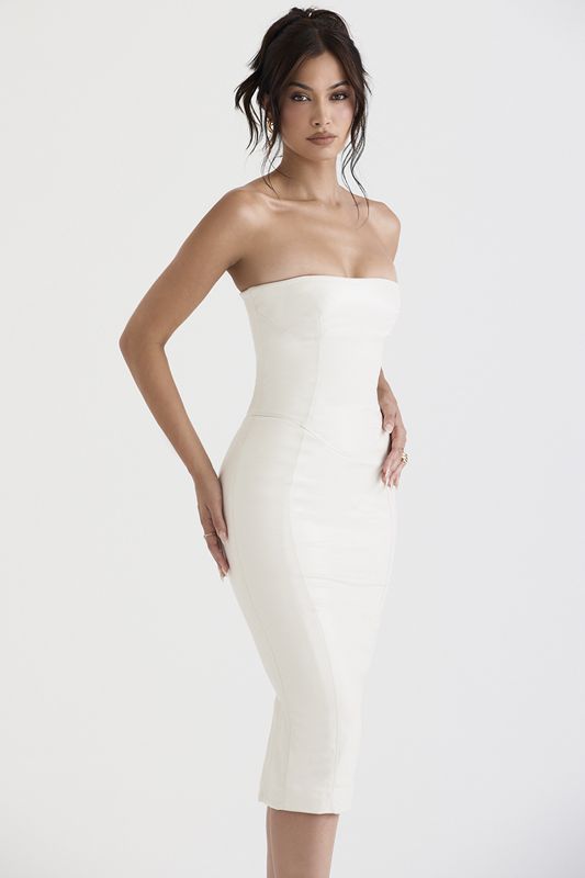 White House Of Cb Vegan Leather Strapless Dress | BPM-017526