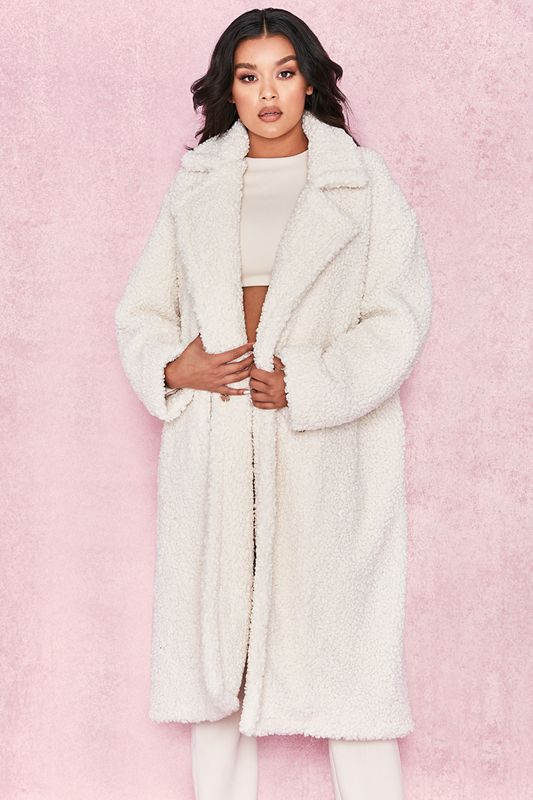 White House Of Cb White Faux Fur Sherpa  Coats | WPS-531962