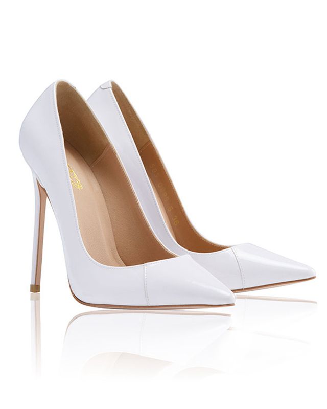 White House Of Cb White Patent Leather Pointy Toe Heels | JBE-658071