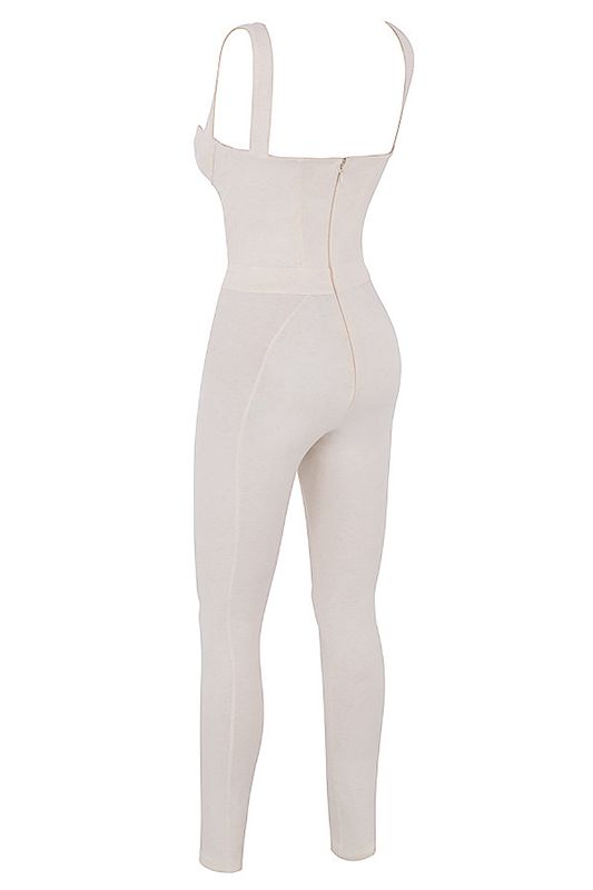 White House Of Cb White Stretch Jersey Jumpsuit | UQW-493210