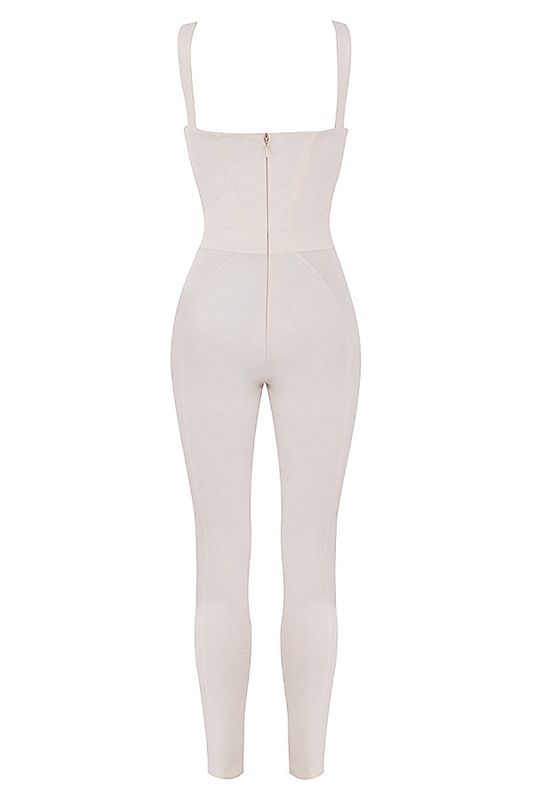 White House Of Cb White Stretch Jersey Jumpsuit | UQW-493210