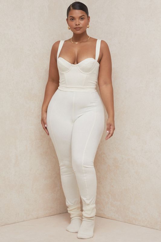 White House Of Cb White Stretch Jersey Jumpsuit | UQW-493210