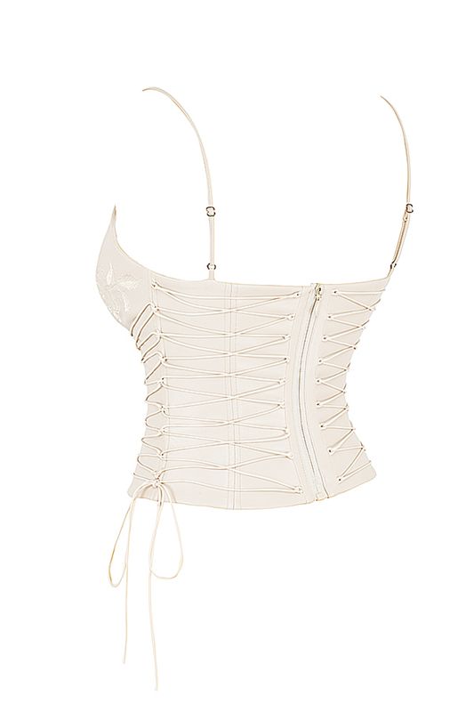 White House Of Cb White Vegan Leather Corset | DNL-735629