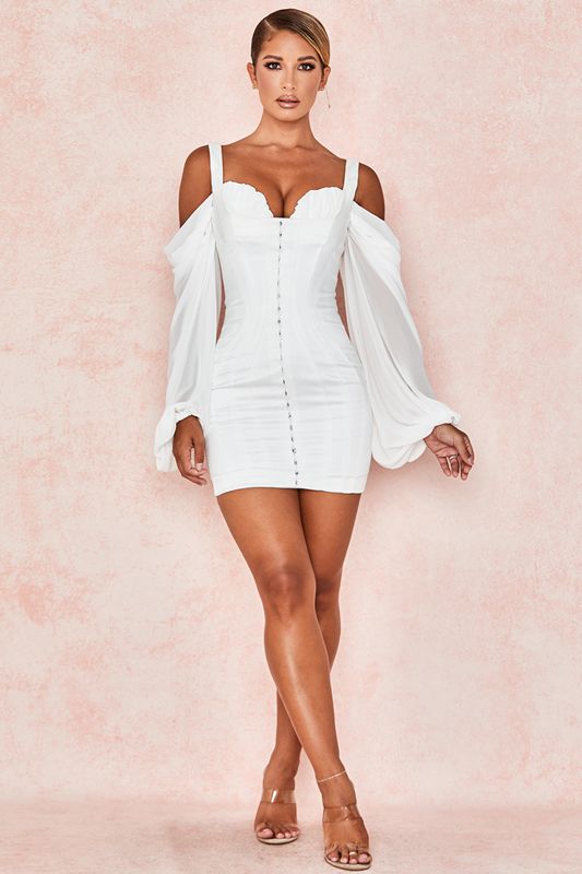 White House Of Cb with Blouson Sleeves Dress | LRN-754389