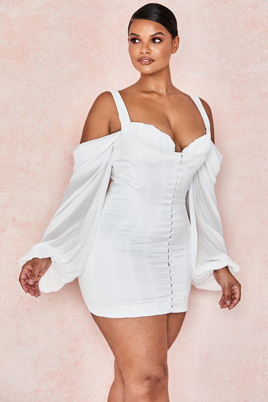 White House Of Cb with Blouson Sleeves Dress | LRN-754389