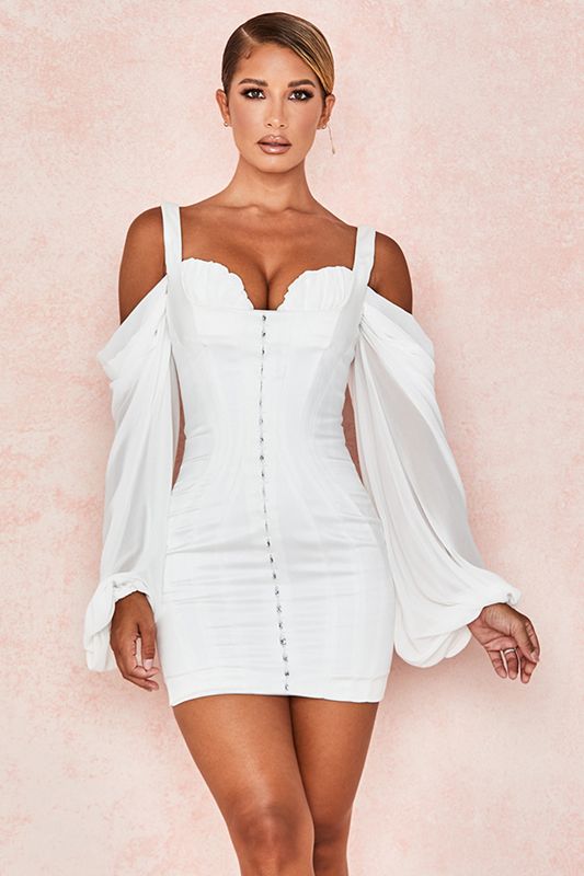 White House Of Cb with Blouson Sleeves Dress | LRN-754389