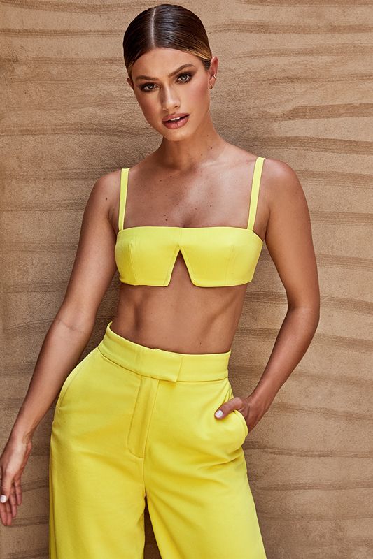 Yellow House Of Cb Crepe V Wire Bras | DNH-307529