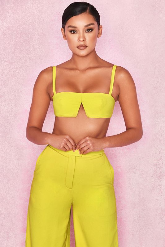 Yellow House Of Cb Crepe V Wire Bras | DNH-307529