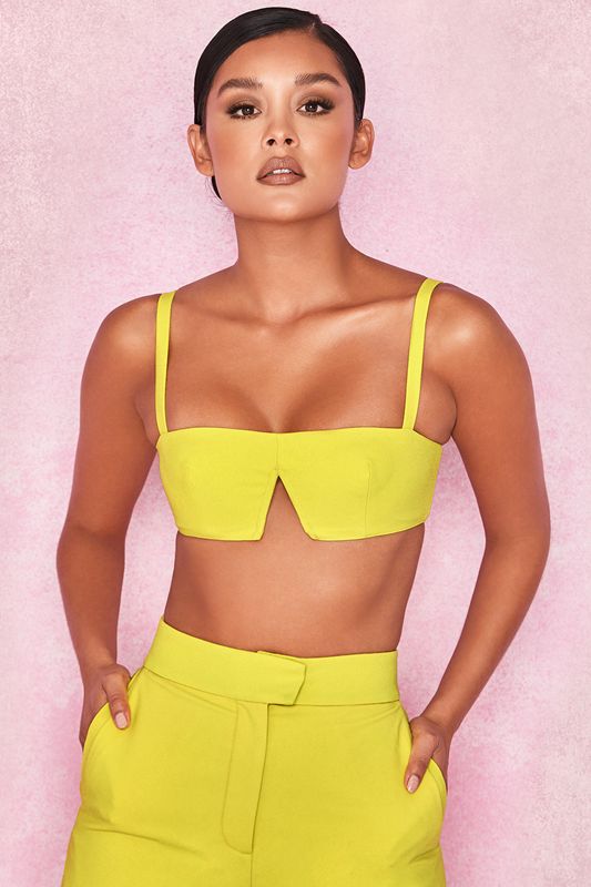 Yellow House Of Cb Crepe V Wire Bras | DNH-307529